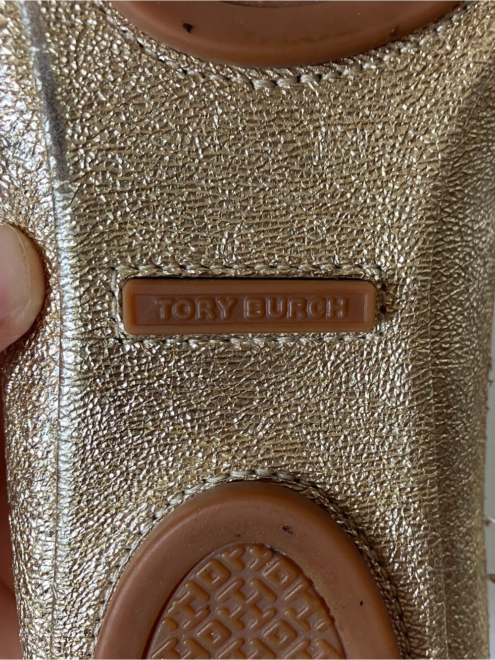 Tory Burch Reva Metallic Gold Crinkle Leather Ballet Flats size 8.5 - Picture 10 of 10